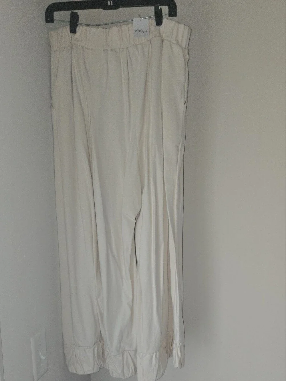 Free People Cream Wide-Leg Paperbag Waist Pants